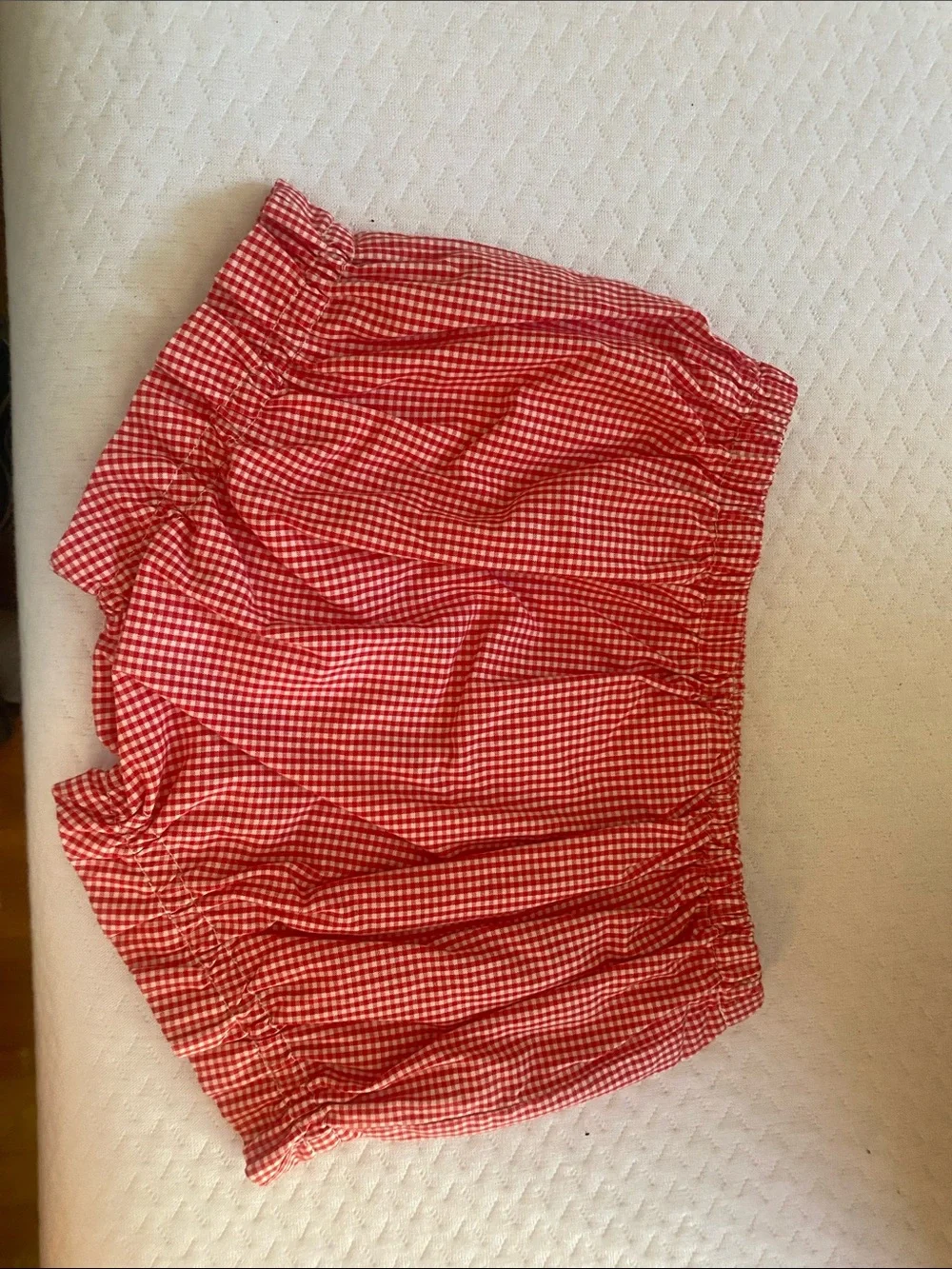 Children's Red Gingham Matching Set with White Embroidered Top
